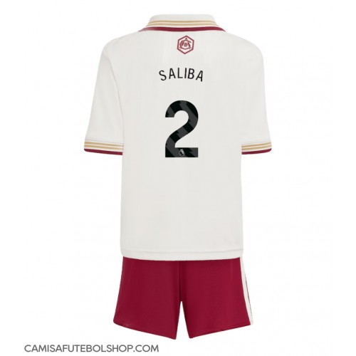 Camisa de time de futebol Arsenal William Saliba #2 Replicas 3º Equipamento Infantil 2025-26 Manga Curta (+ Calças curtas)